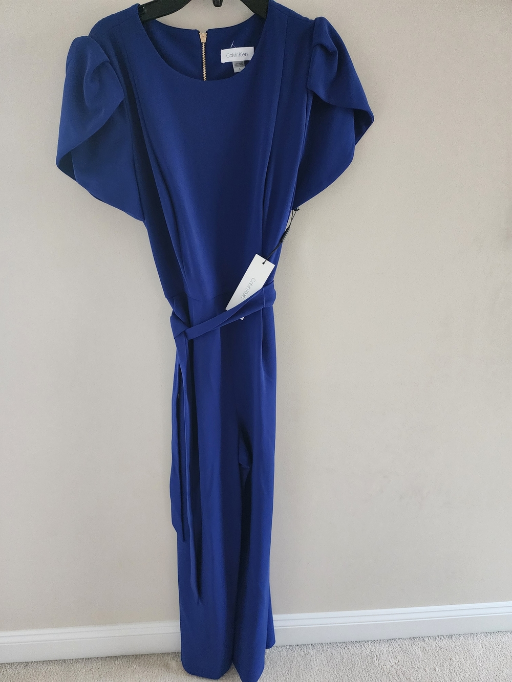 Calvin Klein Cobalt Blue Tie-Waist Jumpsuit